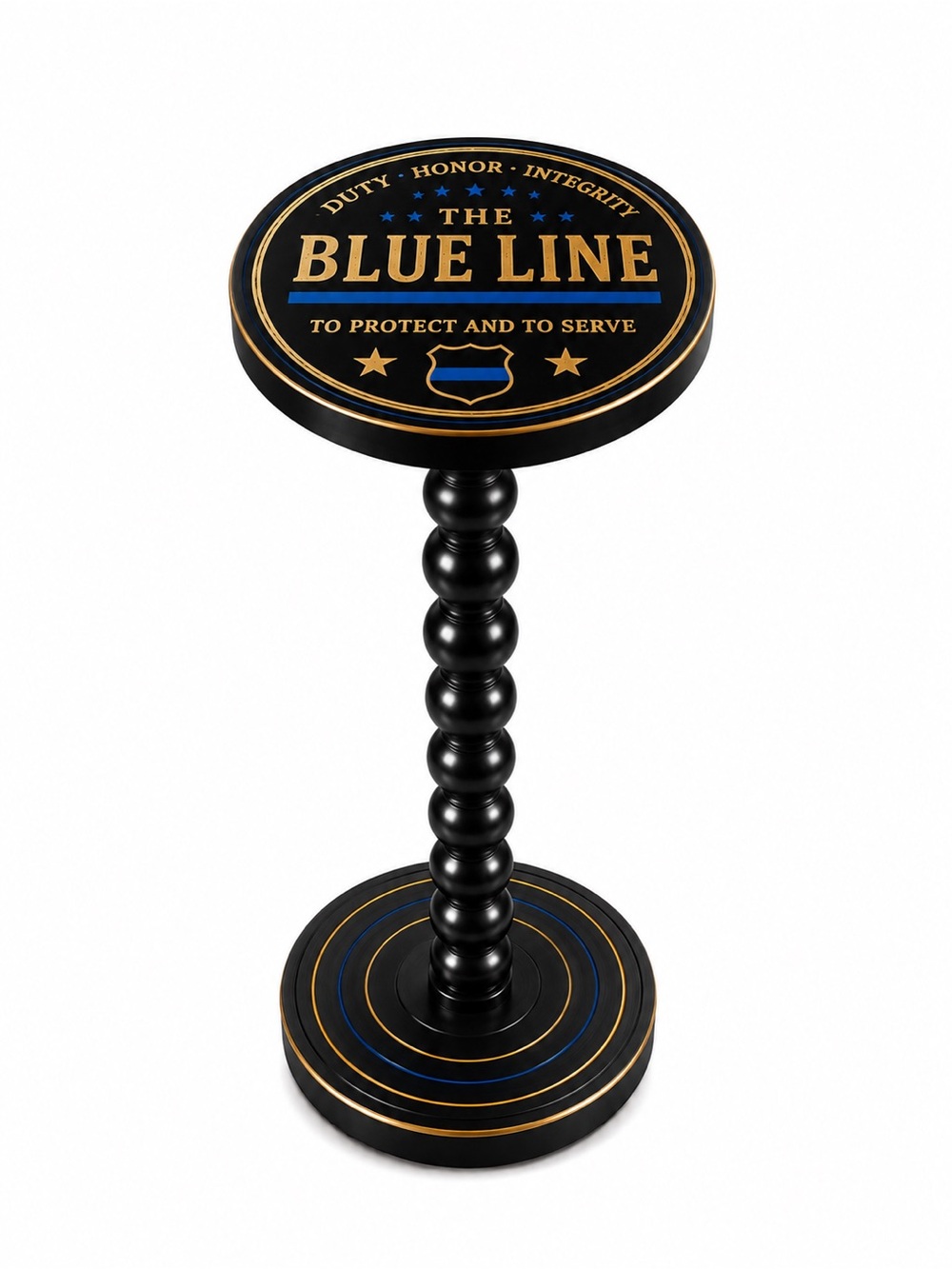Small Round Drink Table, Police Blue Line Whiskey Martini Stand, Small End Table